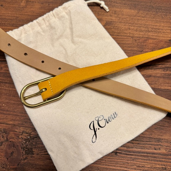 J. Crew Mustard Leather Belt with Gold Buckle - Picture 2 of 3